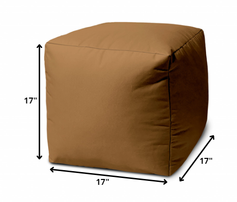 17" Teal Blue Canvas Cube Outdoor Pouf Cover