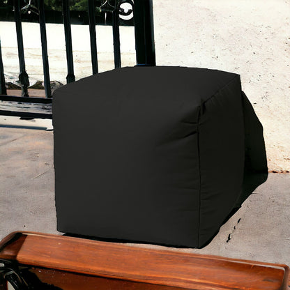 17" Teal Blue Canvas Cube Outdoor Pouf Cover