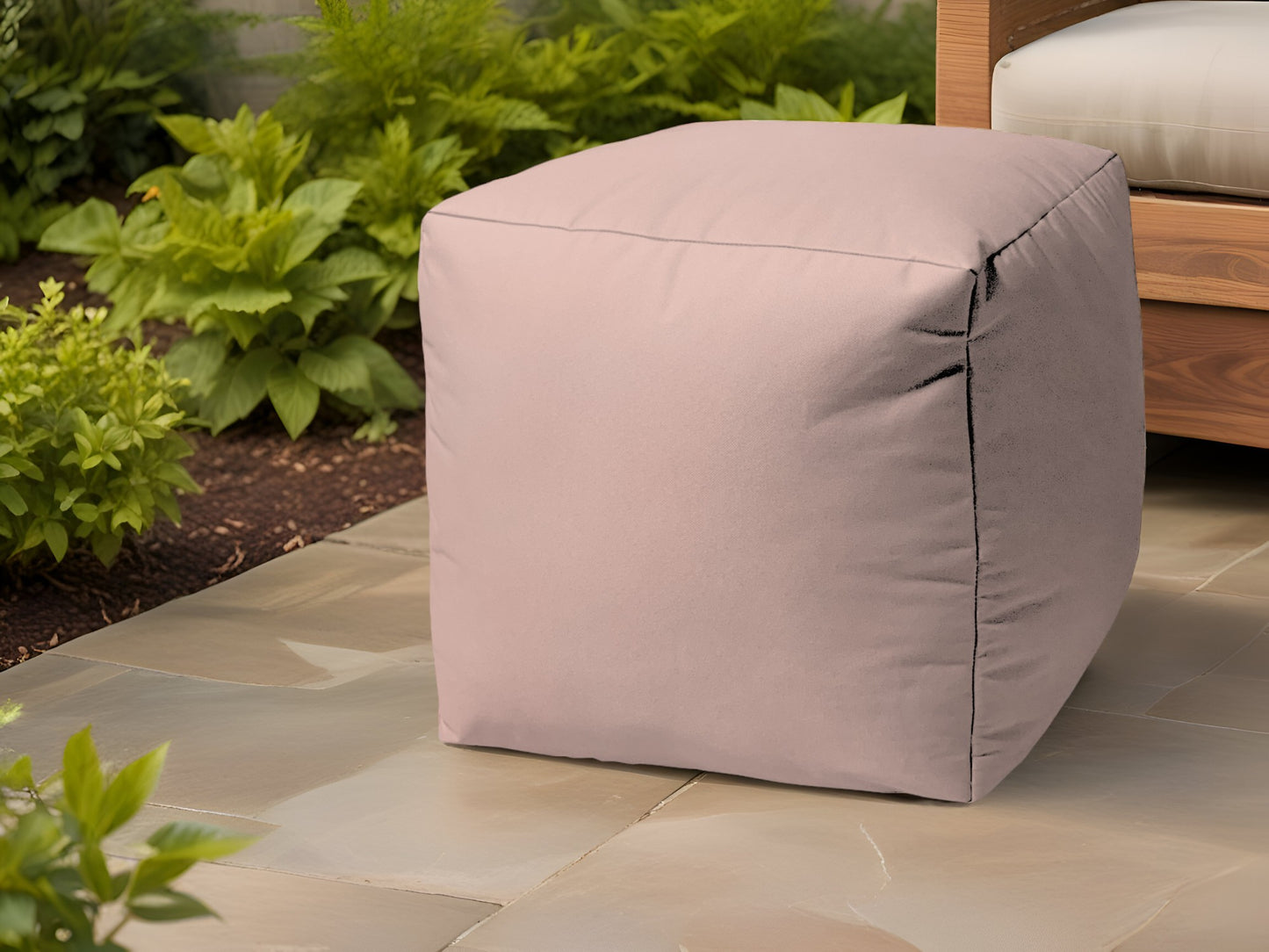 17" Teal Blue Canvas Cube Outdoor Pouf Cover