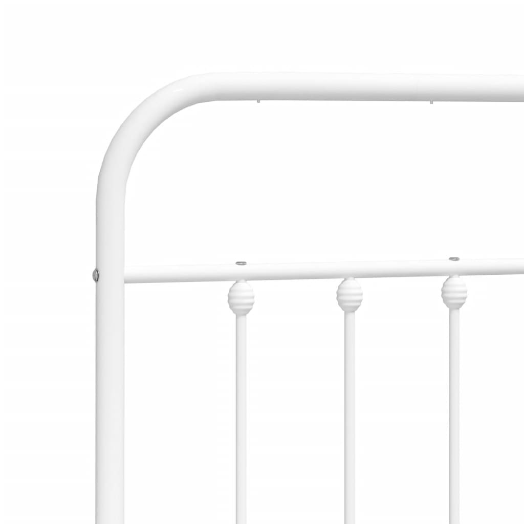 Metal Bed Frame without Mattress with Footboard White 76"x79.9"