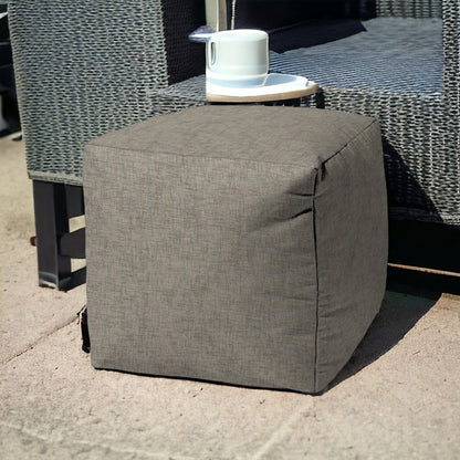 17" Taupe Cube Indoor Outdoor Pouf Cover