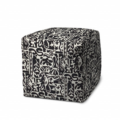 17" Black Cube Geometric Indoor Outdoor Pouf Cover