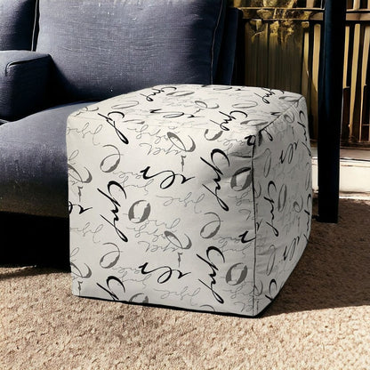 17" Gray Cube Indoor Outdoor Pouf Cover