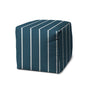 17" Blue Cube Striped Indoor Outdoor Pouf Cover