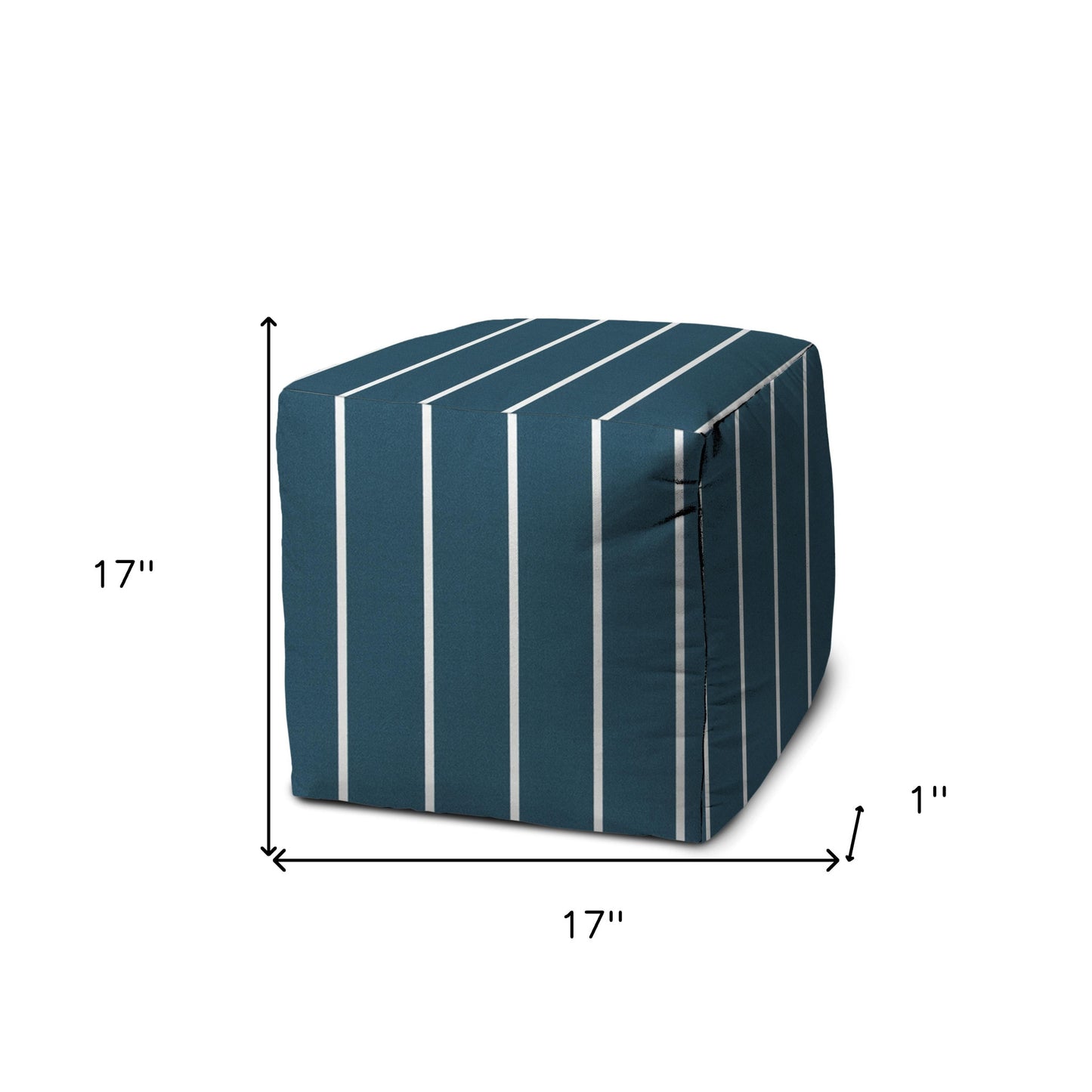 17" Taupe Cube Striped Indoor Outdoor Pouf Cover