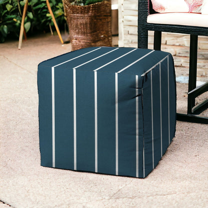 17" Taupe Cube Striped Indoor Outdoor Pouf Cover