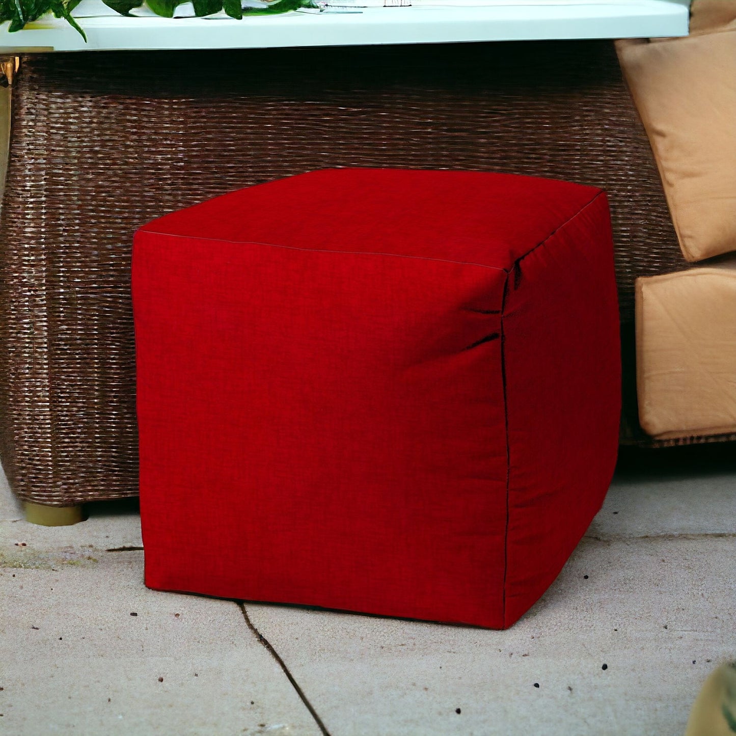 17" Taupe Cube Indoor Outdoor Pouf Cover