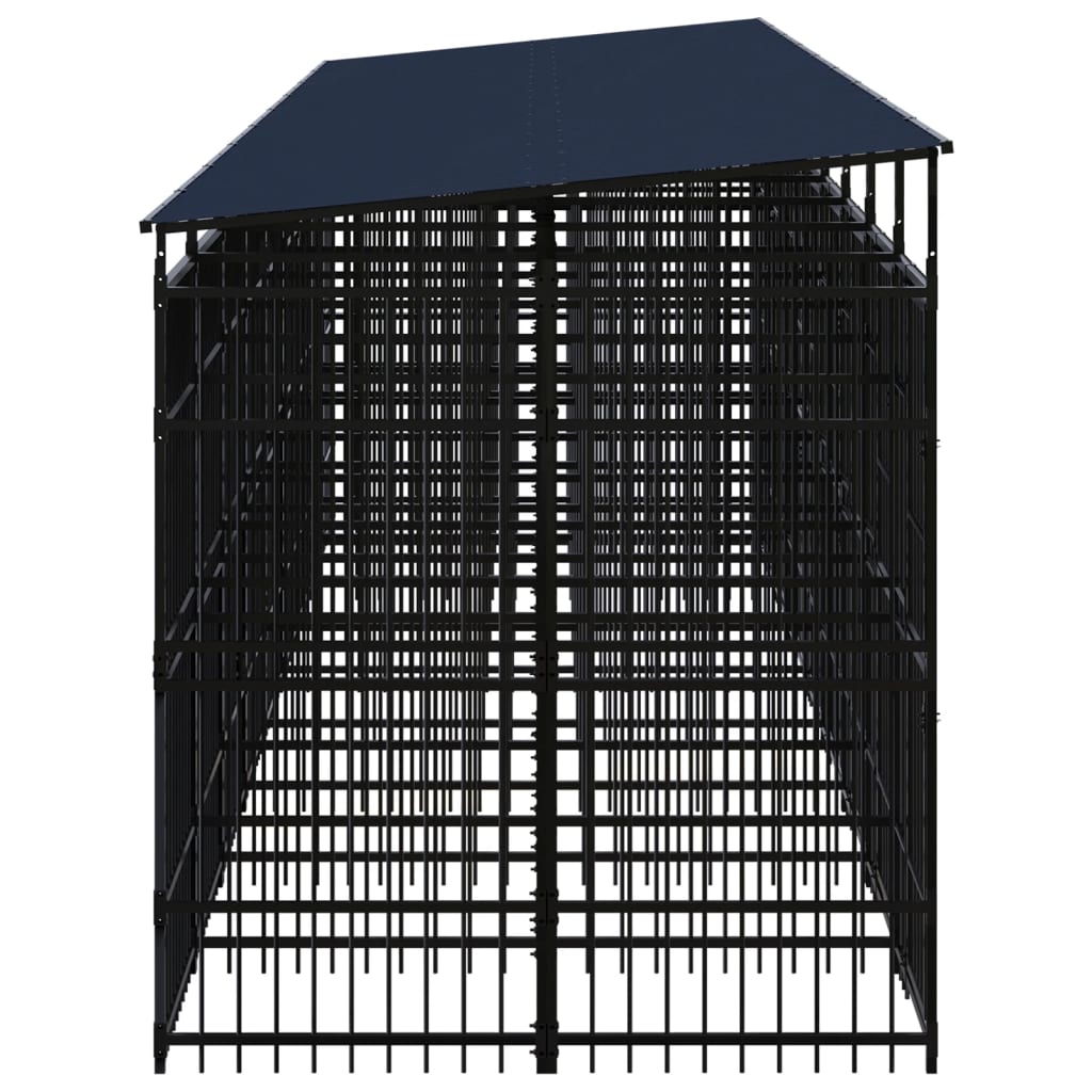 Outdoor Dog Kennel with Roof Steel 178.6 ft��