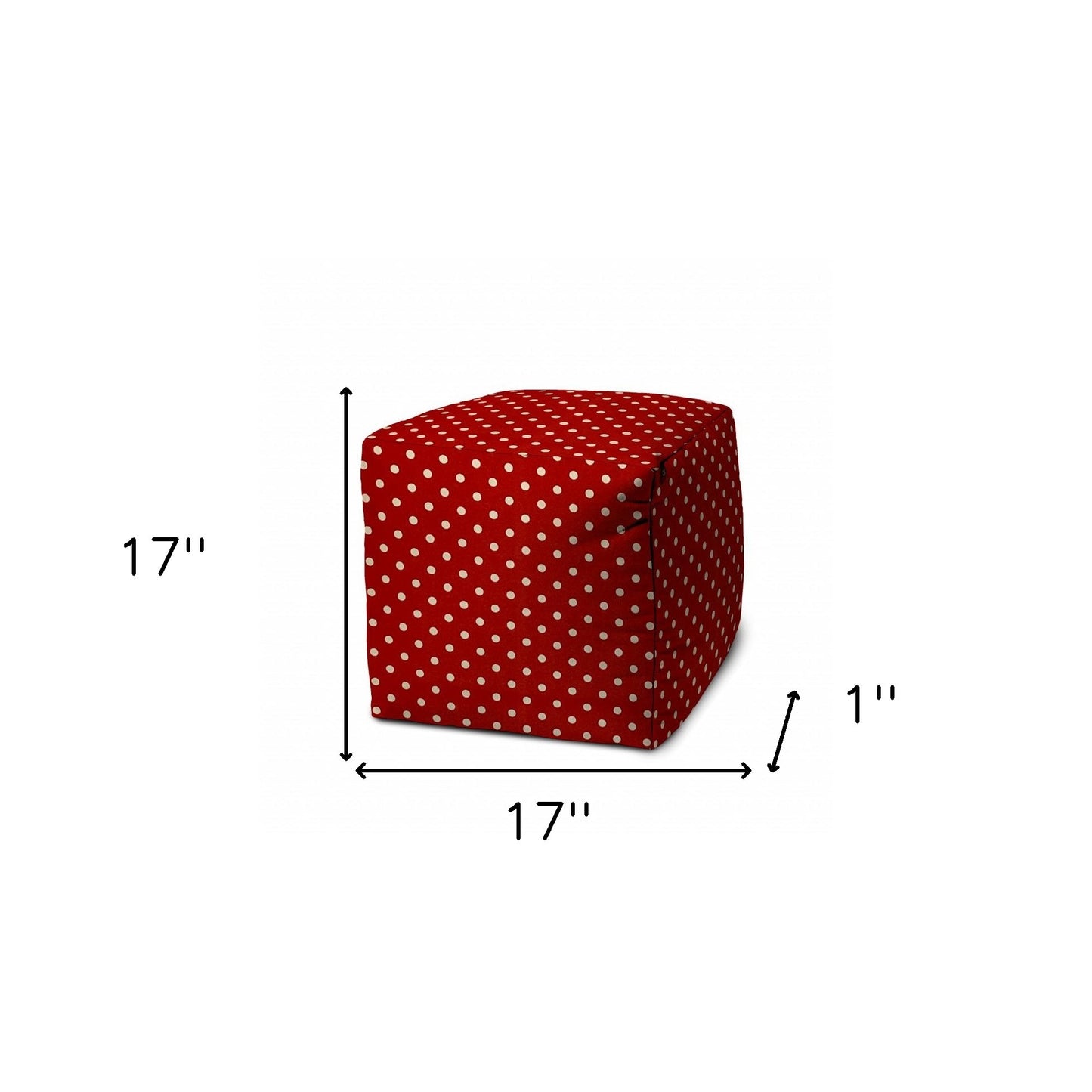 17" Red Cube Polka Dots Indoor Outdoor Pouf Cover