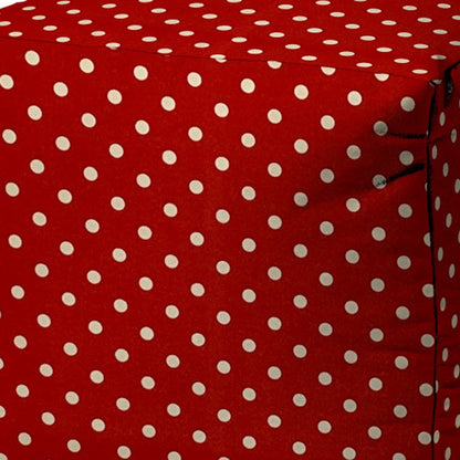 17" Red Cube Polka Dots Indoor Outdoor Pouf Cover