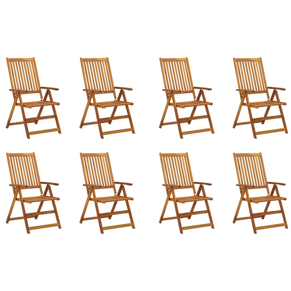 Folding Patio Chairs with Cushions 8 pcs Solid Acacia Wood