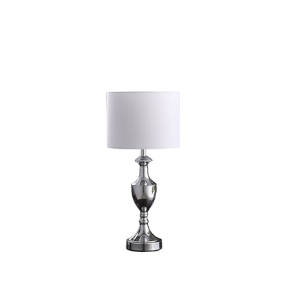 22" Silver Metal Standard Table Lamp With White Shade