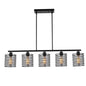 Industrial Black Cage Five Light Metal Pendant Chandelier