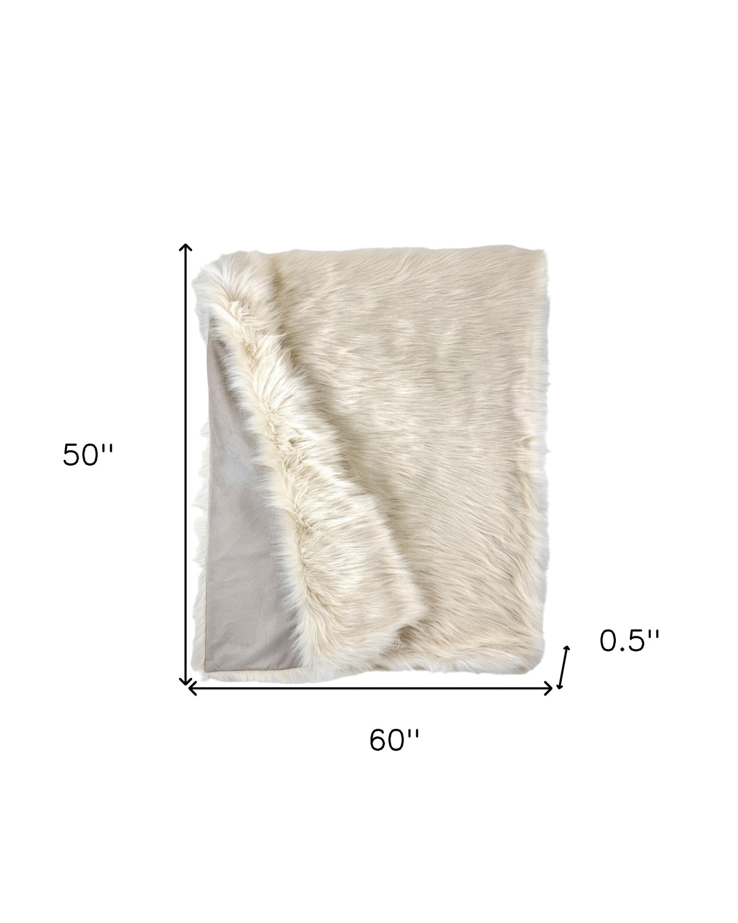 50" x 60" Royal White Long Hair Faux Fur Throw