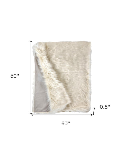 50" x 60" Royal White Long Hair Faux Fur Throw