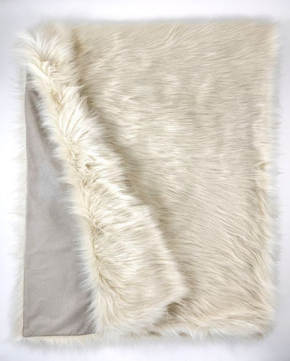 60" x 86" Royal White Long Hair Faux Fur Throw