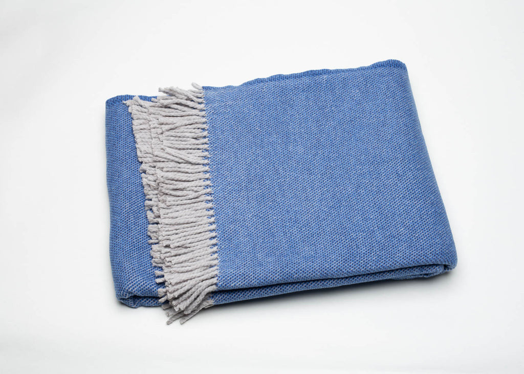 Cobalt Blue Mini Dot Fringed Throw Blanket