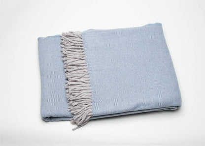 Sky Blue Mini Dot Fringed Throw Blanket