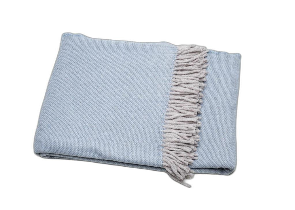 Sky Blue Mini Dot Fringed Throw Blanket