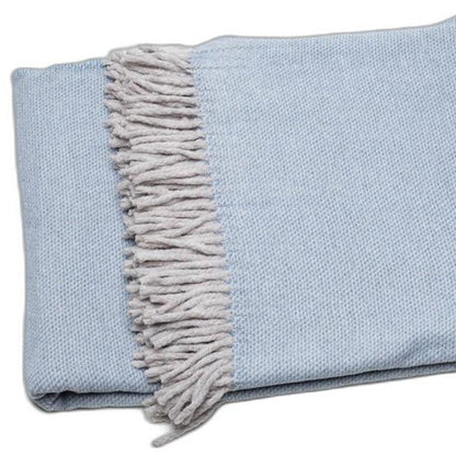 Sky Blue Mini Dot Fringed Throw Blanket