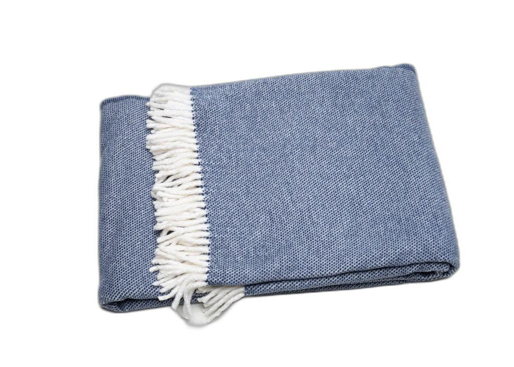 Navy Blue Mini Dot Fringed Throw Blanket