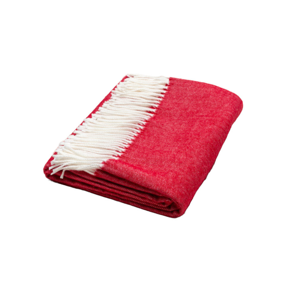 Scarlet Red Soft Acrylic Herringbone Throw Blanket