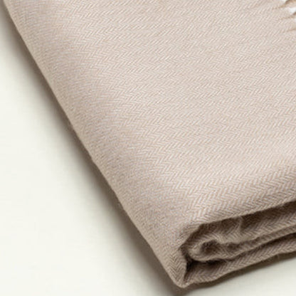 Sand Brown Soft Acrylic Herringbone Throw Blanket