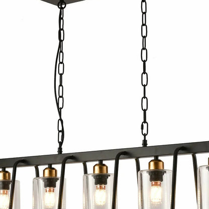 Black Shaded Five Light Metal Ceiling Light With Clear Shades