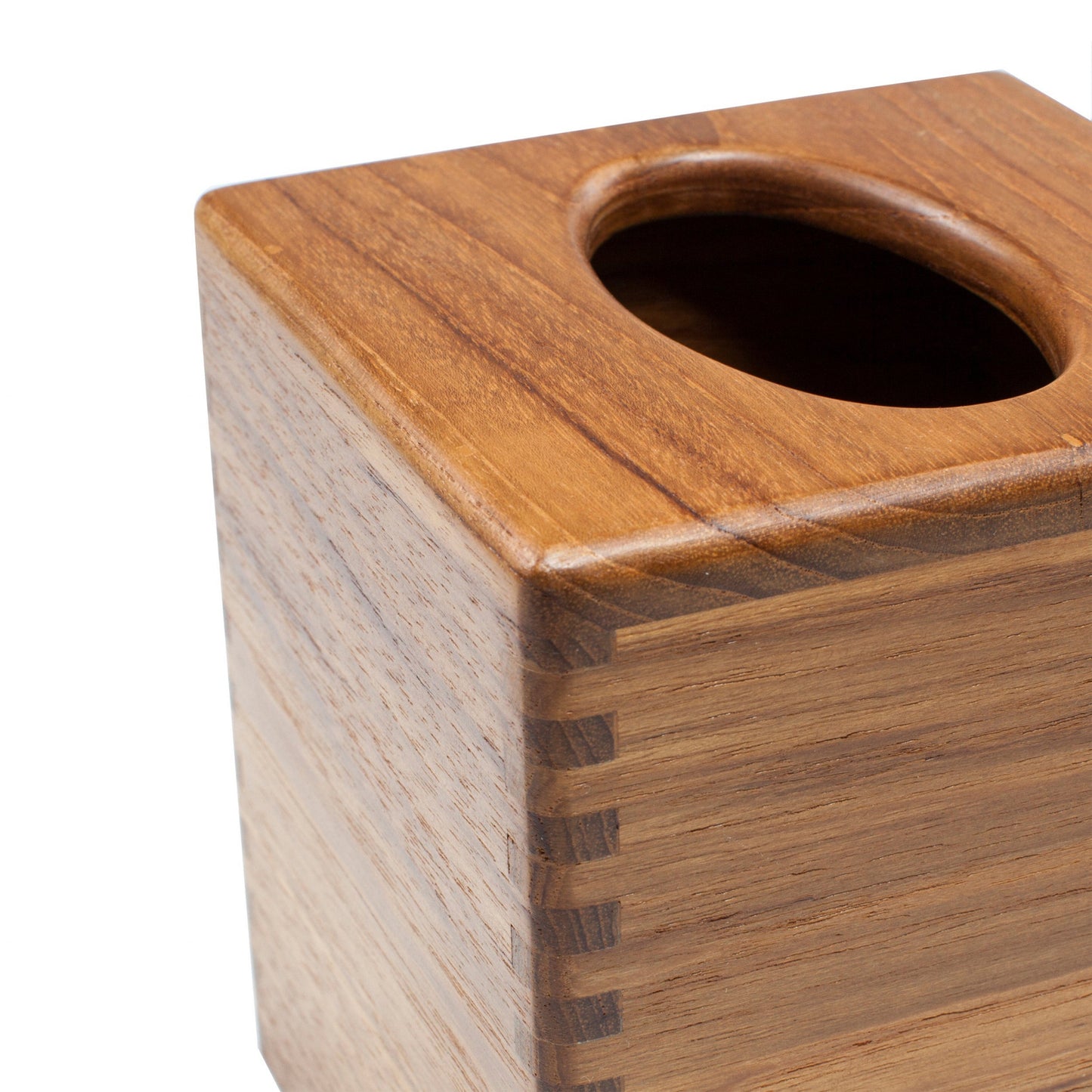 Traditional Solid Teak Square Tissue Box Cover