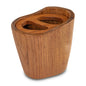 Natural Brown Solid Teak Oval Toothbrush Holder