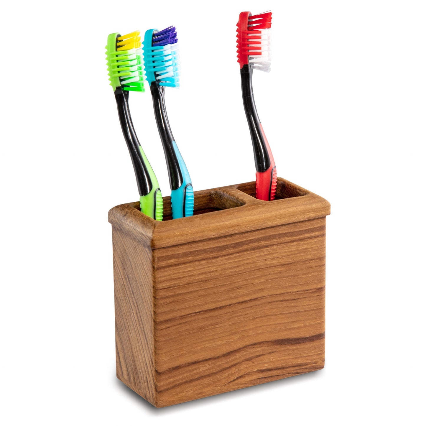 Traditional Solid Teak Rectangular Toothbrush Holder