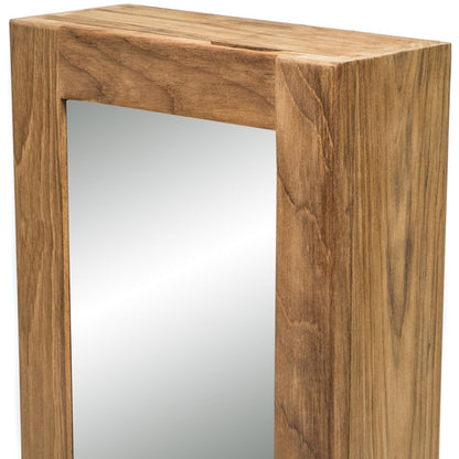 Traditional Solid Teak Hanging Mirrored Medicine Cabinet