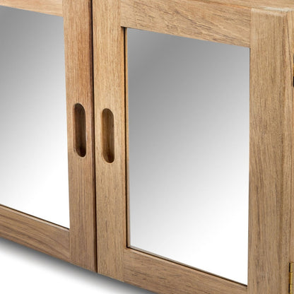 Traditional Solid Teak Double Door Mirrored Medicine Cabinet