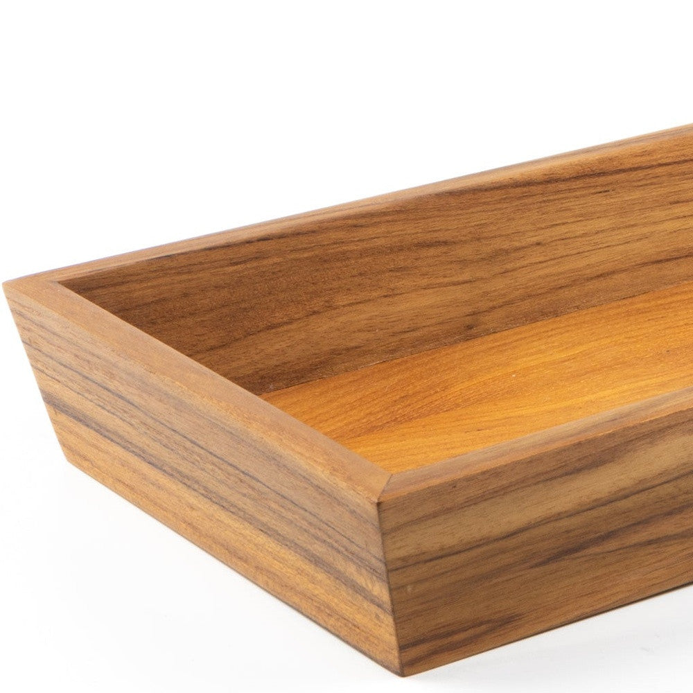 15" Brown Solid Teak Vanity Tray