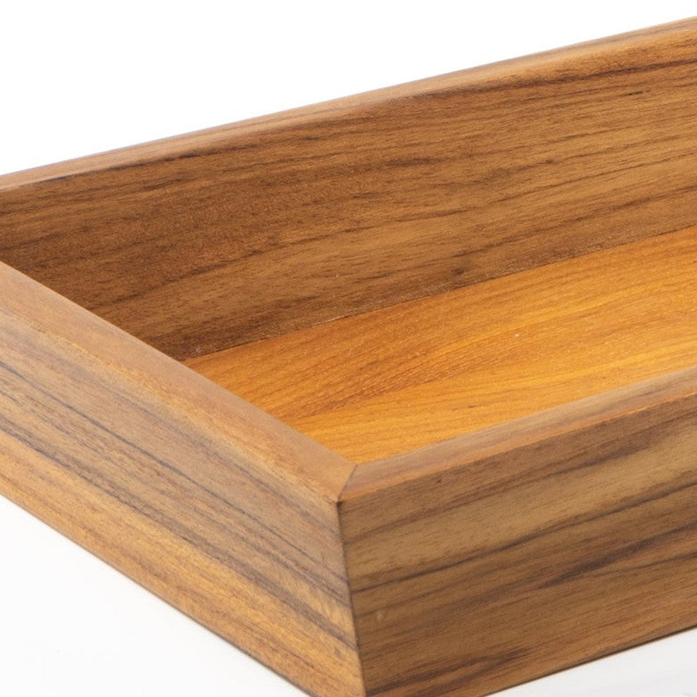 15" Brown Solid Teak Vanity Tray