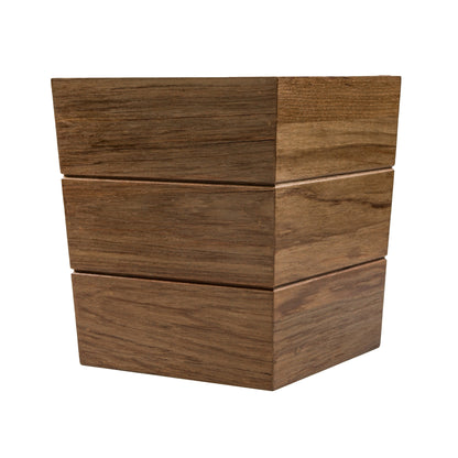 12" Traditional Solid Teak Large Waste Basket