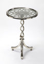 26" Silver Aluminum Open Lattice Round Top End Table