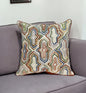 18" Beige and Brown Cotton Throw Pillow With Embroidery