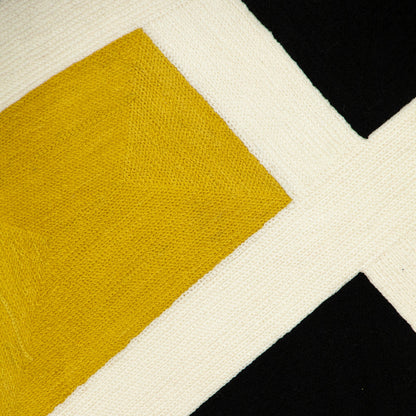 20" Black and Yellow Cotton Throw Pillow