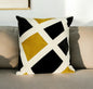 20" Black and Yellow Cotton Throw Pillow