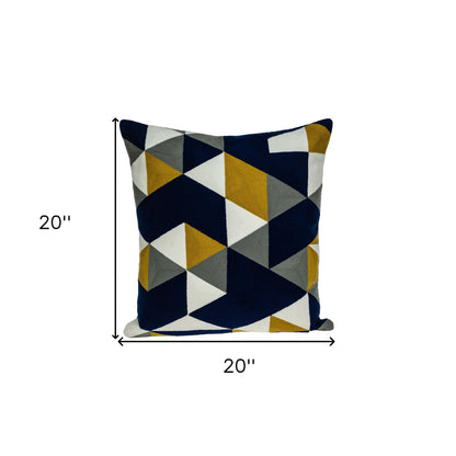 20" Blue and White Cotton Throw Pillow