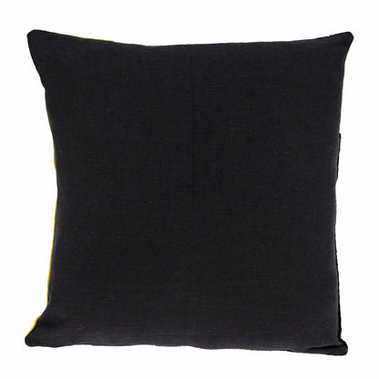 20" Black and Yellow Cotton Throw Pillow