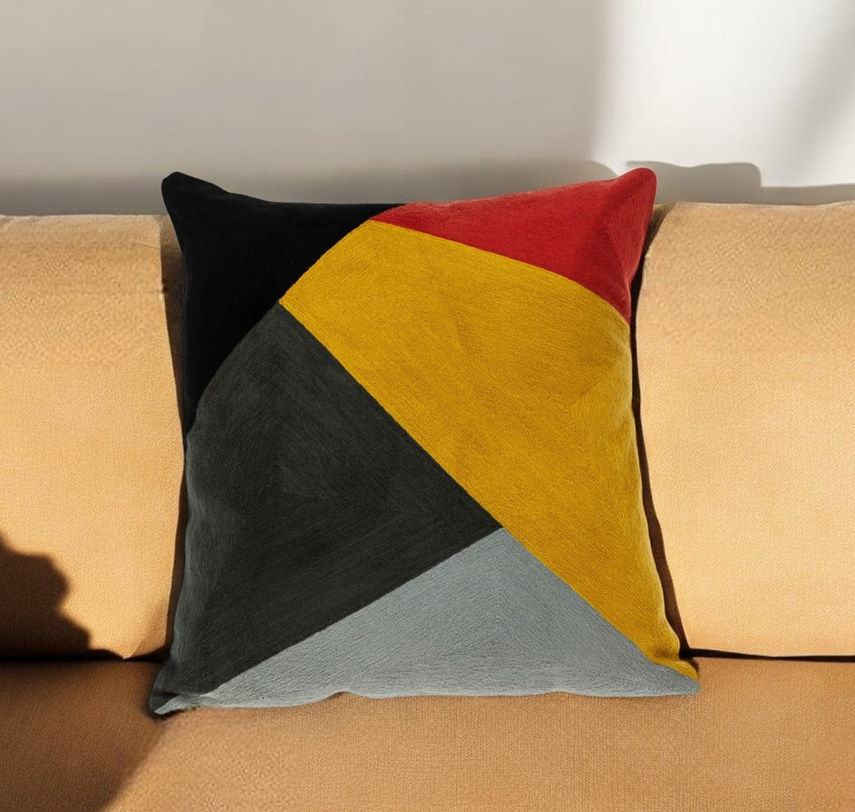 20" Mustard Yellow and Black Cotton Throw Pillow