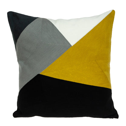 20" Black and Yellow Cotton Throw Pillow