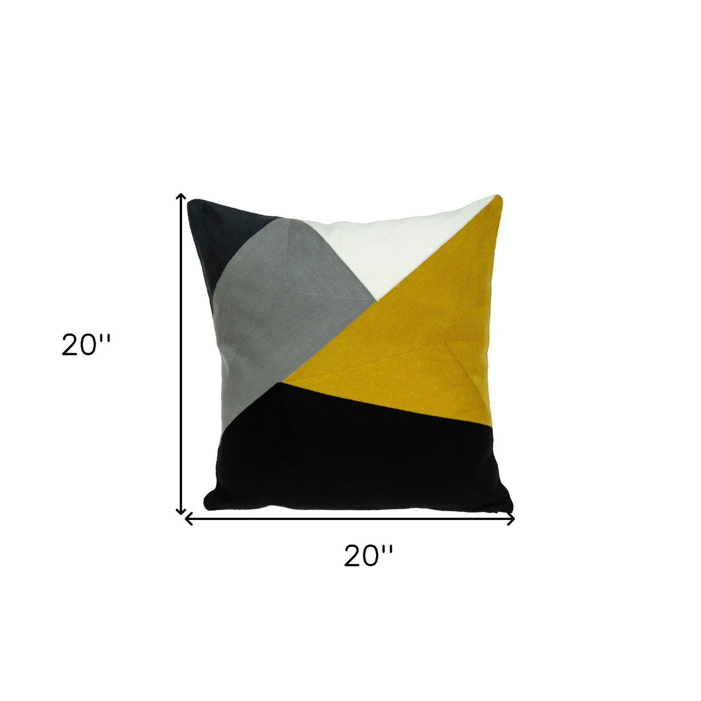 20" Black and Yellow Cotton Throw Pillow