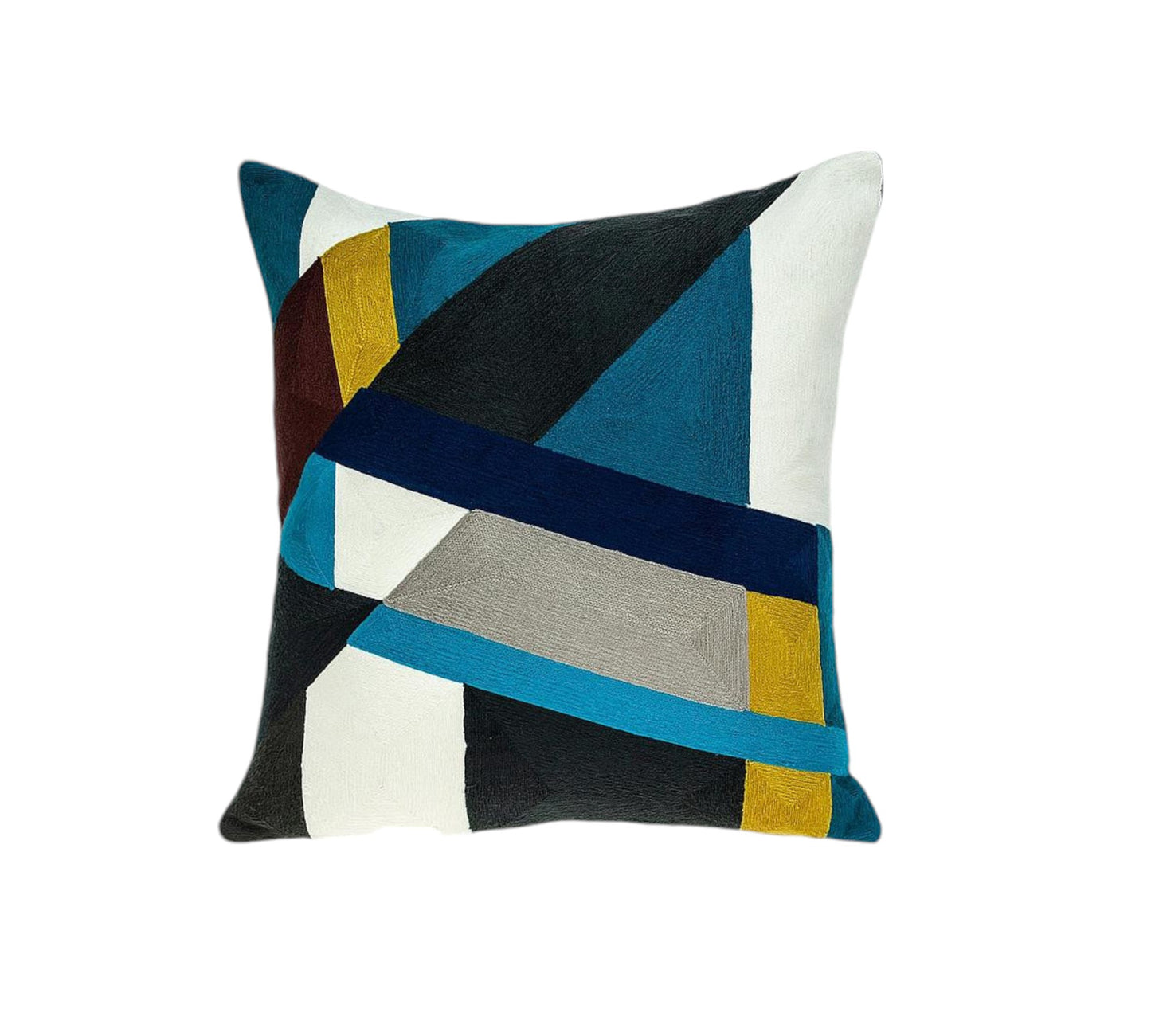 20" Blue and White Cotton Throw Pillow