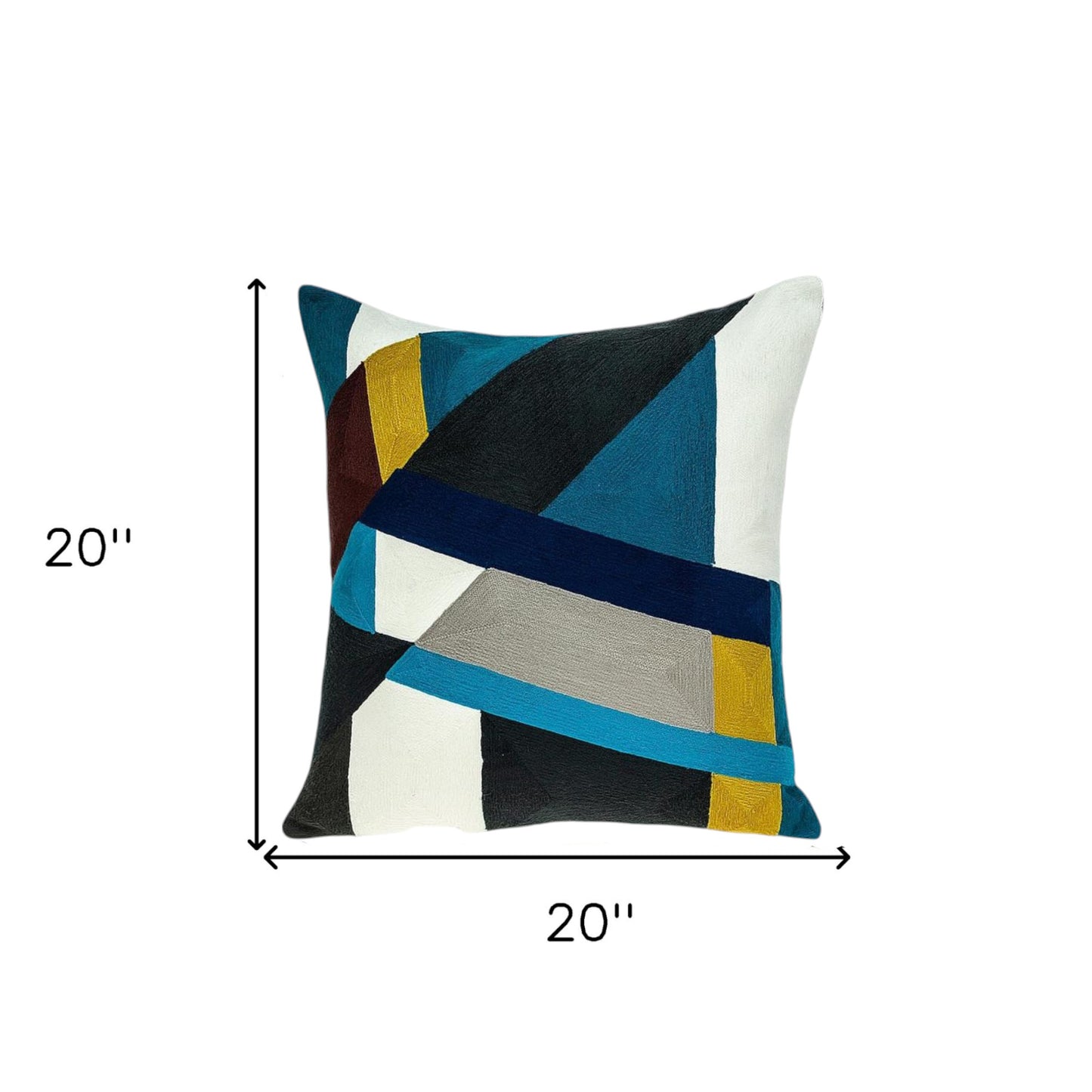 20" Blue and White Cotton Throw Pillow