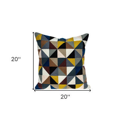 20" Black and Yellow Cotton Throw Pillow