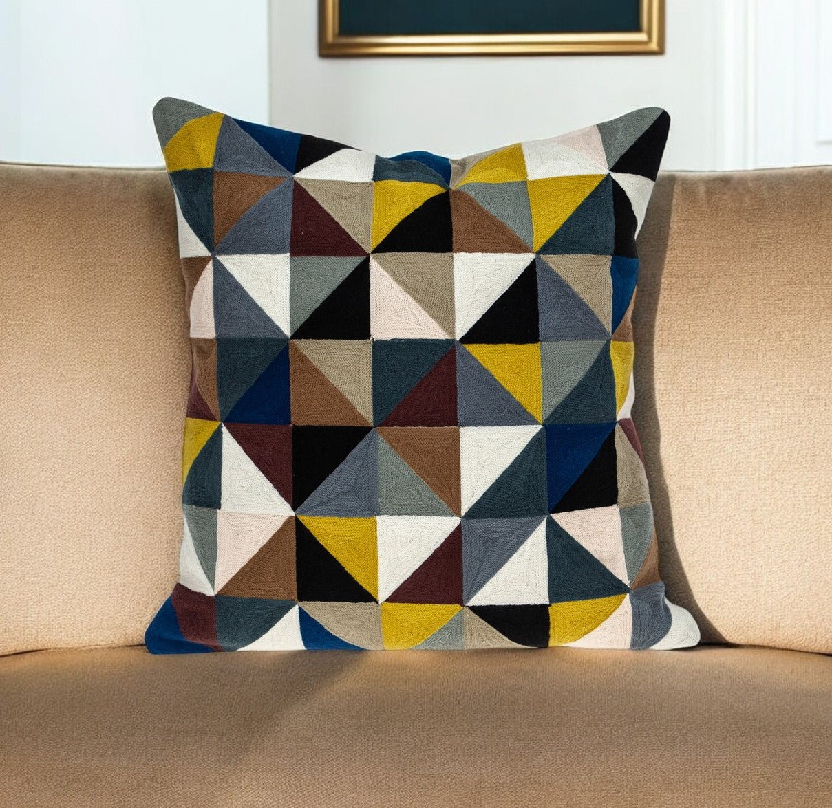 20" Black and Yellow Cotton Throw Pillow