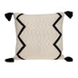 20" x 20" Black and Cream Zigzag Pattern Square Accent Throw Pillow with Tassel